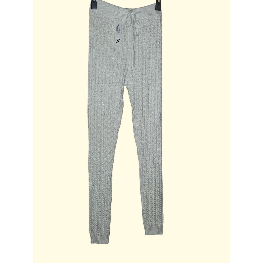 Meshki Womens Soft Cable Knit  High-Rise Skinny Leg Sweater Pants Joggers Size S